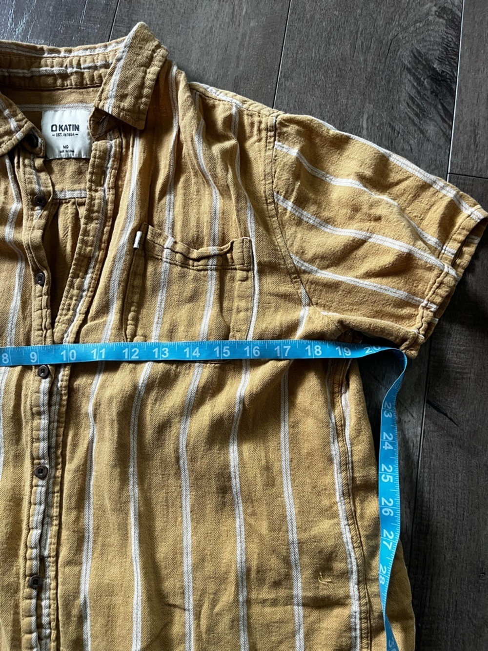 Mustard yellow linen blend shirt - Picture 3 of 4